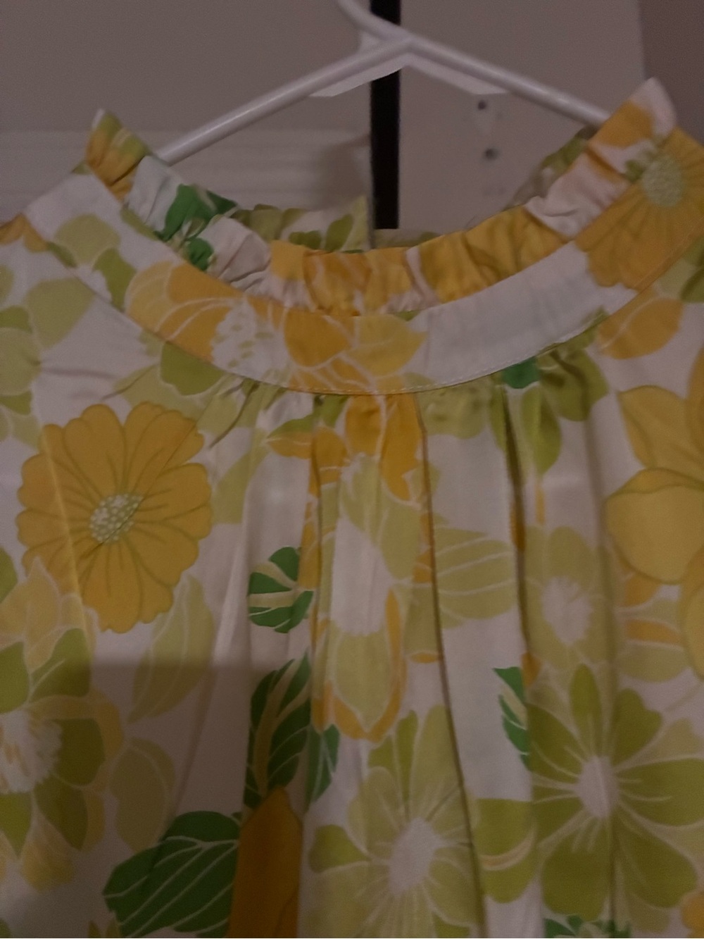 Womenβs Yellow Floral Ruffle-Neck Blouse